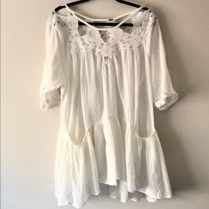 FREE PEOPLE WHITE BEACH COVERUP DRESS WITH CUTOUTS